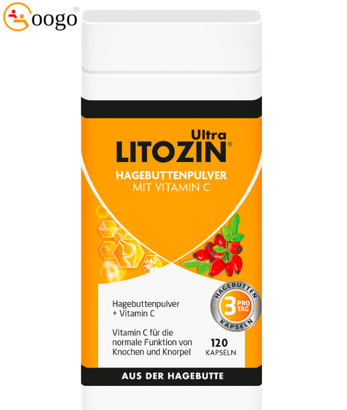 Litozin Ultra Hagebuttenpulver + Vitamin C, 120 capsules